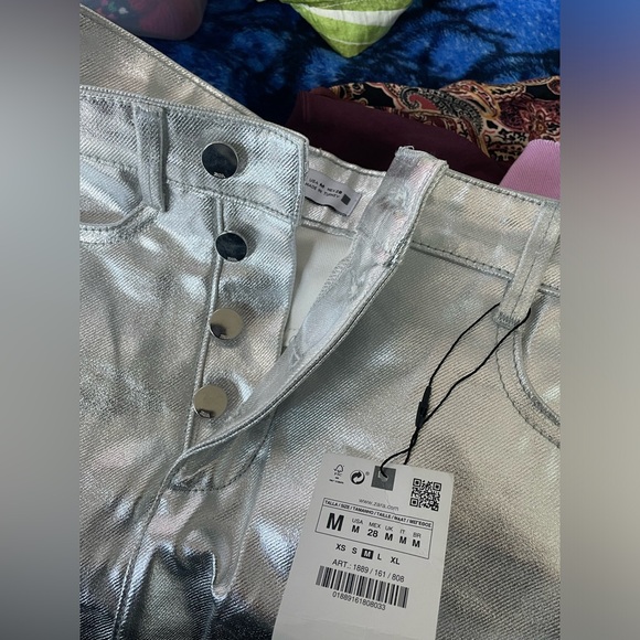 Zara Silver Metallic Skirt - Picture 3 of 6